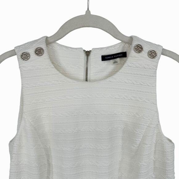 TOMMY HILFIGER Button-Trimmed Jacquard-Knit Fit & Flare Dress - Size 2 NWT - Picture 5 of 16